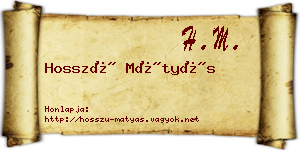 Hosszú Mátyás névjegykártya